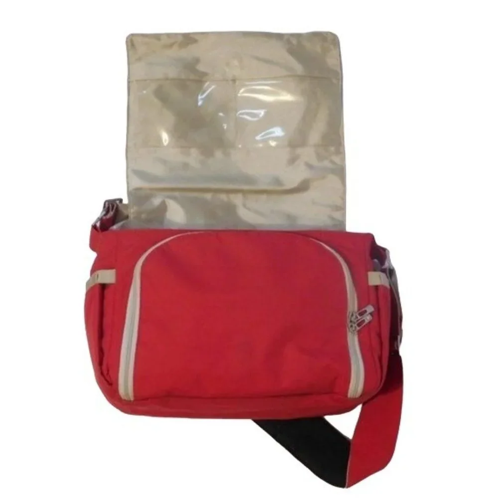 Jujube Classic Messenger 'Be All' Diaper Bag with Changing Pad in Red / Gold